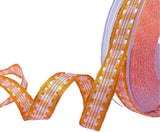R2306 15mm Orange-White Silk Stitch Gingham Check Ribbon by Berisfords