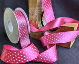 R0472 25mm Shocking Pink-White Micro Polka Dot Spot Ribbon, Berisfords