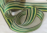 greens  and gold, sheer, metallic and solid striped 40mm wide ribbon