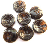 B12824 15mm Black-Brown High Gloss Chunky 4 Hole Button