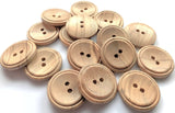 B16741 20mm Pine Wood Ringed Rim 2 Hole Button