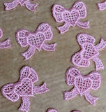 M041 25mm x 24mm Pink Guipure Lace Love Heart Motif Applique