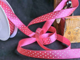R0473 15mm Shocking Pink-White Micro Polka Dot Spot Ribbon, Berisfords