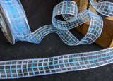 R0480 25mm Blue-Orchid Grey Sheer Check Ribbon by Berisfords