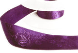 R6102 25mm Liberty Purple Tonal Jacquard Rose Satin Ribbon by Berisfords