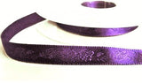R6108 10mm Liberty Purple Satin Ribbon-Jacquard Rose Design,Berisfords