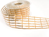 R7072 40mm Cream-Metallic Copper Sheer Check Ribbon by Berisfords