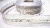 R8118 25mm Silver Mesh Ribbon, Solid Centre with an Iridescent Weave