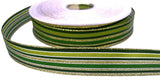 R8204 16mm Greens-Metallic Gold-Solid-Sheer Stripe Ribbon,Berisfords