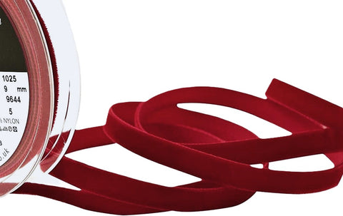 R9064 9mm Scarlet Nylon Velvet Ribbon by Berisfords