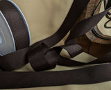 R9809 25mm Dark Brown Rustic Taffeta Seam Binding Ribbon, Berisfords