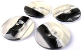 B10132 23mm Clear-Black-White Polyester Dink Centre 2 Hole Button
