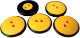 B10146 20mm Yellow-Black Ribbed Texture Nylon 2 Hole Button-Gloss Rim