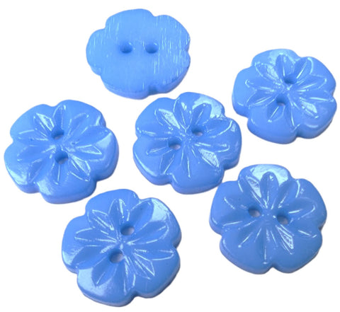 B10413 15mm Blue High Gloss Flower Shaped 2 Hole Button
