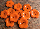 B11903 22mm Orange Gloss Acrylic Flower Shape Novelty 2 Hole Button