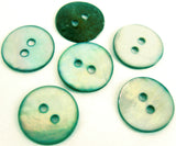 B12204 15mm Blue-Green-Iridescent Real Akoya Shell 2 Hole Button