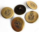 B12791 20mm Bronze Metal-Lasered Coat of Arms Design Shank Button
