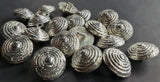 B1351 18mm Silver Metallic Effect Textured and Domed Shank Button