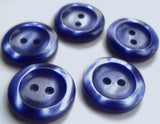 B13718 18mm Royal Blue Polyester 2 Hole Button, Vivid Shimmer and Raised Rim