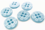 B15009 11mm Blue Etched Flower Polyester 4 Hole Button
