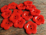 B16814 20mm Red Gloss Acrylic Flower Shape Novelty 2 Hole Button