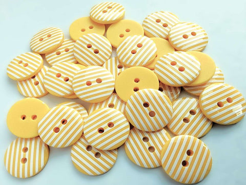 glossy stripes 2-hole sewing button in yellow and white