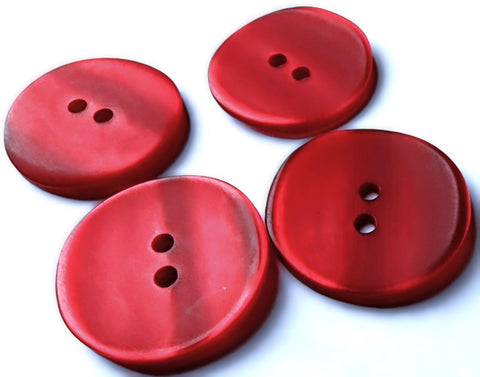 B18304 23mm Red 2 Hole Button, Curled Rim and Tonal Satin Sheen