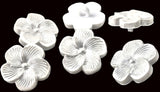B18338 18mm White Flower Shaped Shank Button,Vivid Gloss Shimmer 