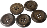 B18347 19mm Dark Brown-Tonal Grain Wooden 4 Hole Button