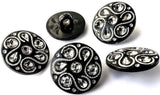 B18348 21mm Black-Diamante Jewel Flower Shank Button