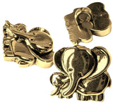 B18357 14mm Gold Metallic Effect Elephant-Baby Novelty Shank Button
