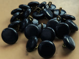 B18362 15mm Black Gloss Domed Button with a Metal Shank