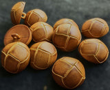 B18380 28mm Tan Brown Leather Effect Domed Football Shank Button
