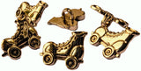 B5959 15mm Gold Metallic Effect Roller Skate Novelty Shank Button