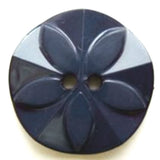 B6340 22mm Navy Flower Design Gloss 2 Hole Button