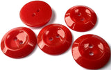 B6600 19mm Red High Gloss Polyester Dinked Centre 2 Hole Button