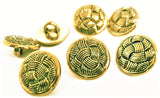 B7712 15mm Brass / Gold Textured Metal Effect Shank Button