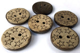 B8052 18mm Pine-Brown Wooden Star Pattern 2 Hole Button