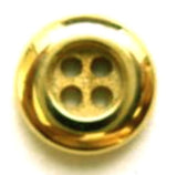 B8289 12mm Deep Gold Metal 4 Hole Button, Matt Centre Dink