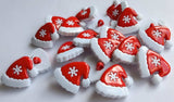 B8902 22mm Red-White Santa Hat-Snowflake Kids Christmas Shank Button
