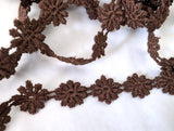Brown crochet lace 13mm daisy trim