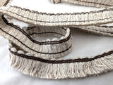 16mm Cream Beige Cut Ruched Brush Fringing