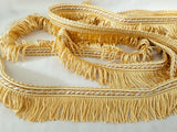 35mm Lampshade and soft furnishing trimming. Pale gold fringe trim with a cream in the corded braid. Ribbonmoon trims online shop.