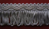 FT1110 3cm Silver Grey Looped Fringe on a Decorated Braid