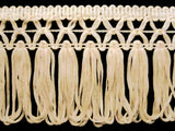FT1951 8cm Creamy Peach Tassel Fringe on a Decorated Braid