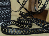 FT3208 18mm Black Leatherette Criss Cross Braid Trim