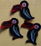 M047 63mm X 57mm Black-Red-White Sew on Toucan Motif