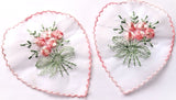 M287 76mm x 93mm White-Pink-Green Embroidered Flower Applique