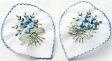 M288 76mm x 93mm White-Blue-Green Embroidered Flower Applique