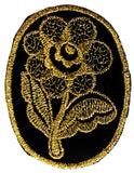 M290 Black-Metallic Gold Machine Embroidered Flower Sew on Motif